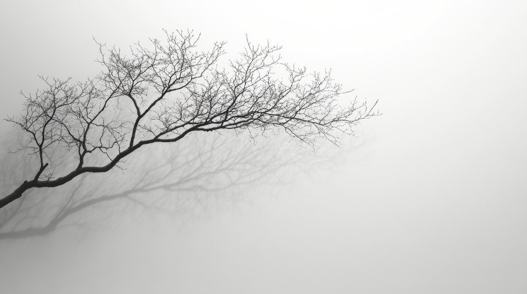 Minimalist branch and expansive mist